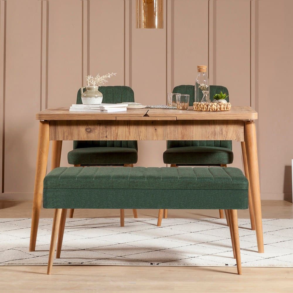 Jedálenský set s rozkladacím stolom a stoličkami (4 kusy) Vina 1070 - 3 - Atlantic, Green