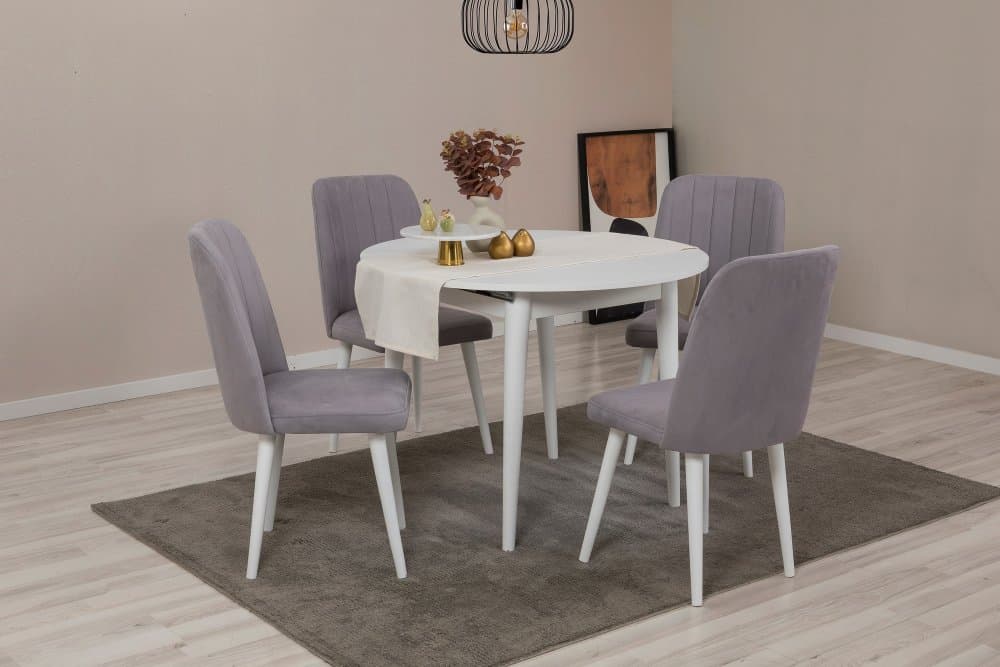 Jedálenský set s rozkladacím stolom a stoličkami (5 kusov) Vina 0701 - White, Grey
