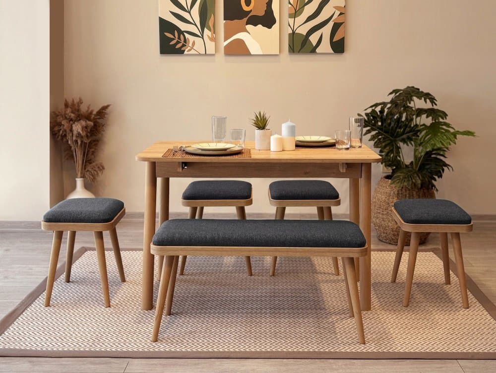 Jedálenský set s rozkladacím stolom a stoličkami (6 kusov) Vina Mini 06 1053 - Oak, Anthracite 1