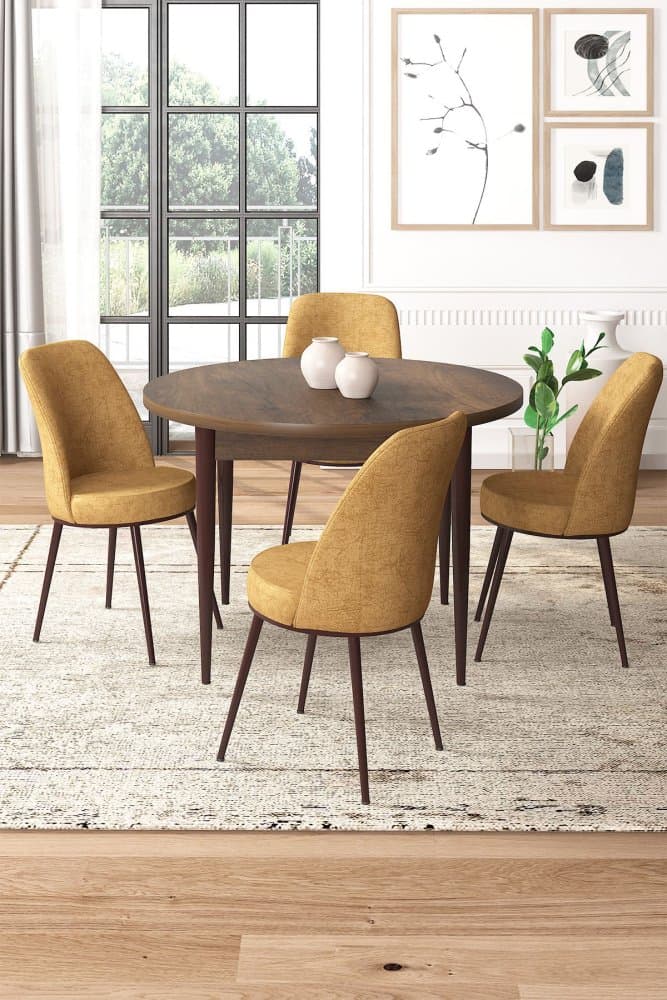 Dining Table & Chairs Set (5 Pieces) Tor - Baroque, Cappuccino 1