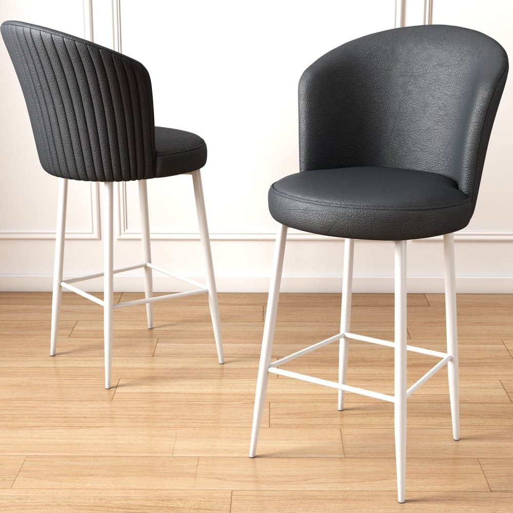 Bar Stool Set (4 Pieces) Uras - Anthracite, White 1