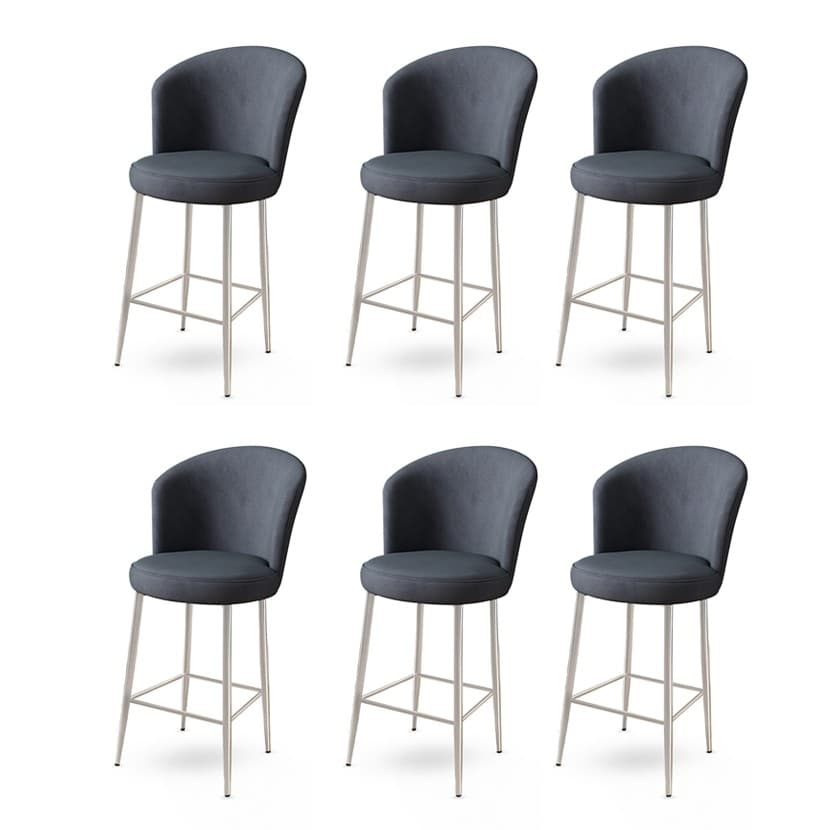 Bar Stool Set (6 Pieces) Fora - Anthracite, Chrome 1