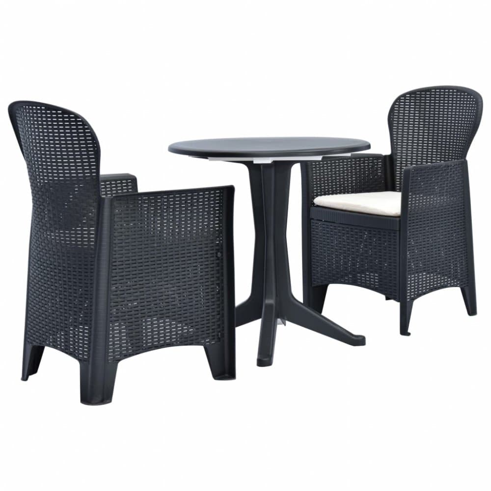 Záhradný bistro set 3 ks antracit / biela Dekorhome