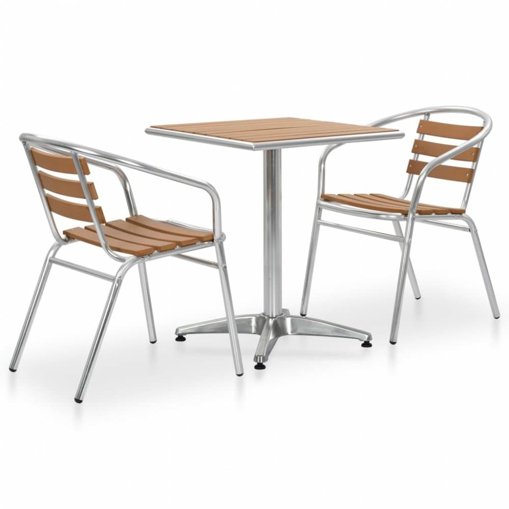 Záhradný bistro set 3 ks strieborná / hnedá Dekorhome