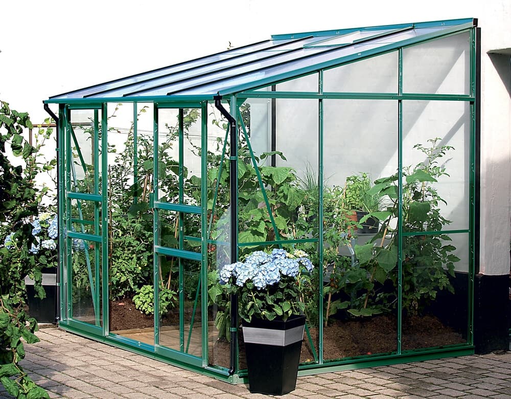 Skleník k stene VITAVIA IDA 5200 polykarbonát zelený Dekorhome