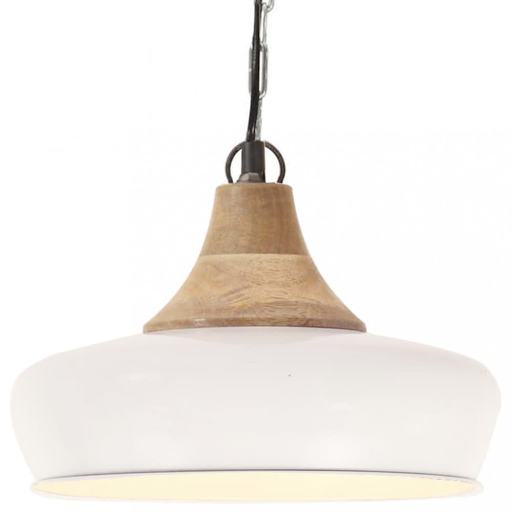 Závesná lampa biela / mangovníkové drevo Dekorhome