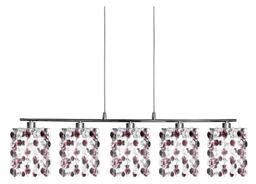 Závesná lampa v bordovej farbe + kryštály 5xG9 Classic 1