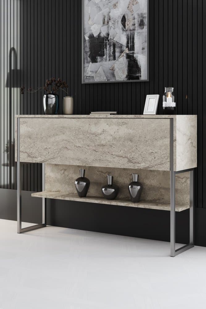 Komoda Luxe - Travertine, Silver 1
