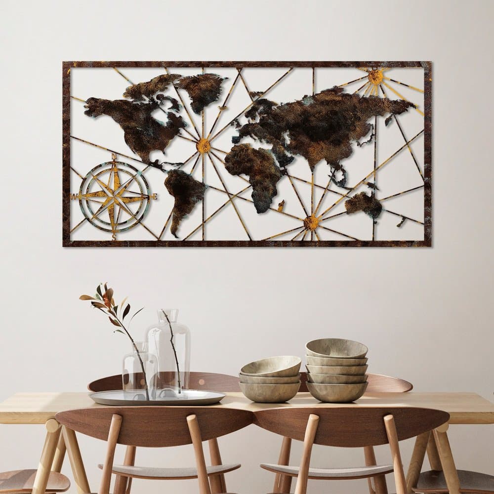 Dekoratívny kovový doplnok na stenu World Map Large - 1