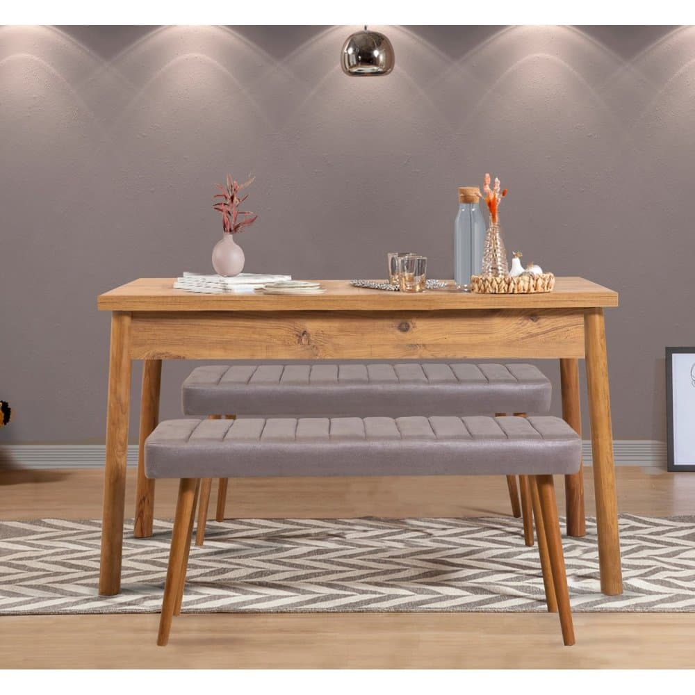 Jedálenský set so stolom a lavicou (3 kusy) Costa 0701 - Atlantic Pine, Soho Grey 1