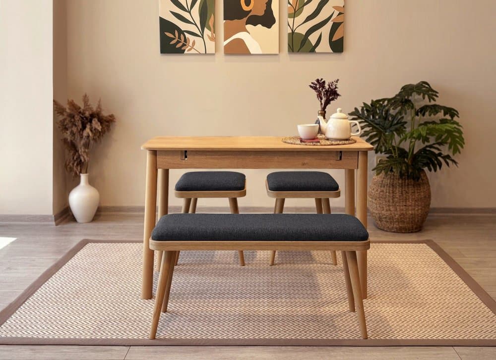 Jedálenský set s rozkladacím stolom a stoličkami (4 kusy) Vina Mini 04 1053 - Oak, Anthracite