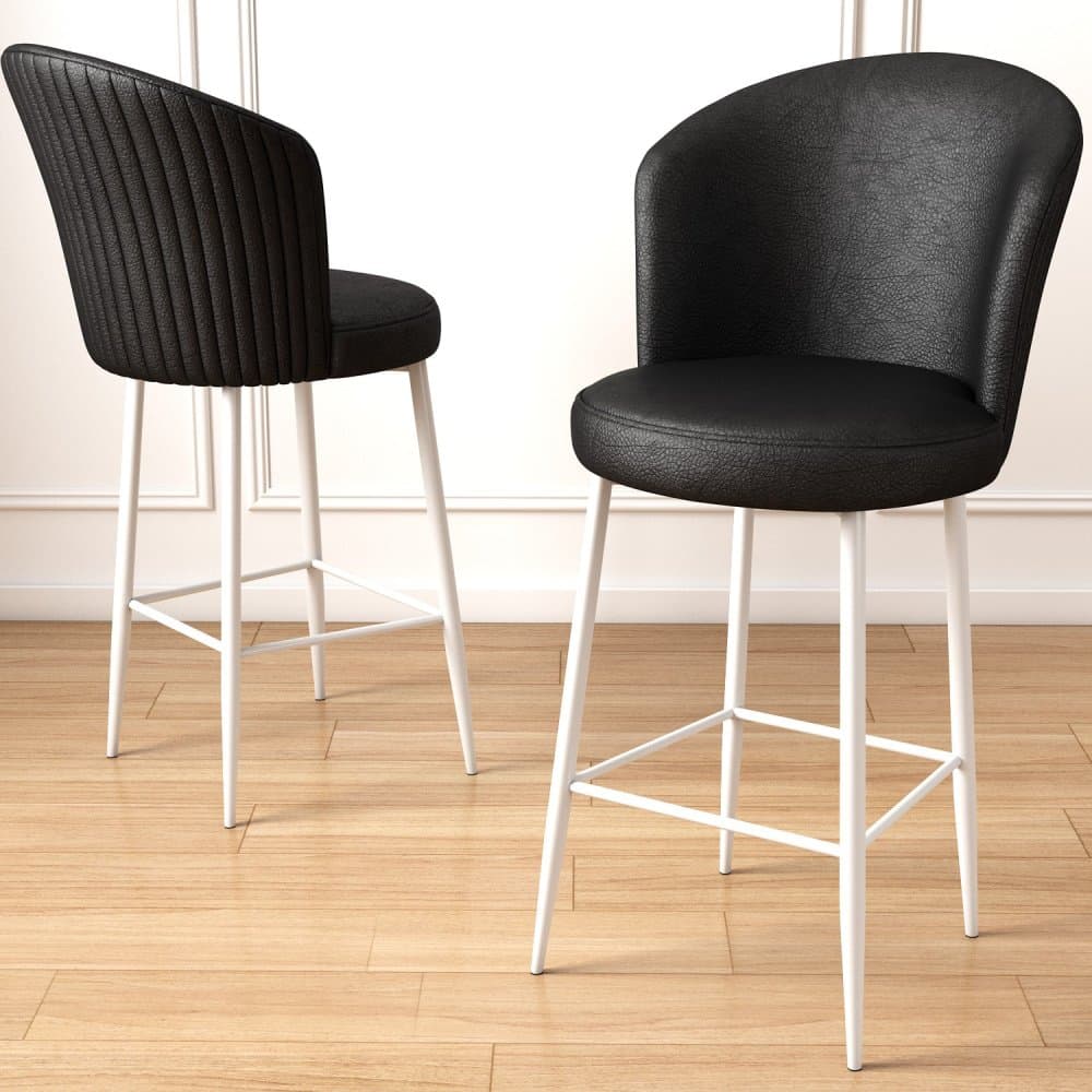 Bar Stool Set (2 Pieces) Uras - Black, White