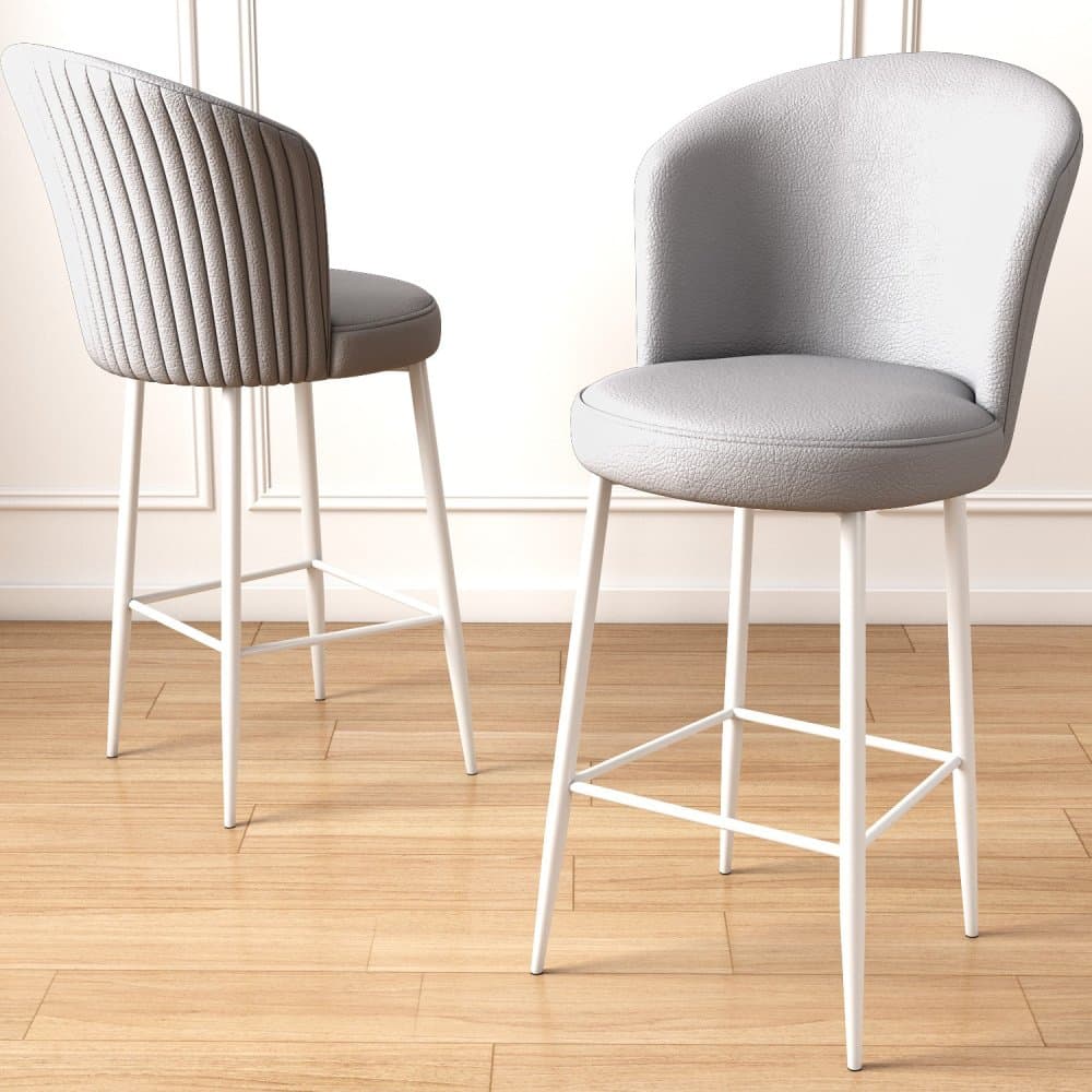 Bar Stool Set (2 Pieces) Uras - Grey, White