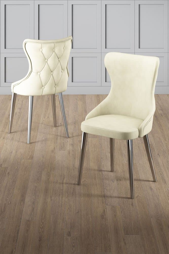 Súprava stoličiek (4 kusy) Alpa - Cream, Chrome