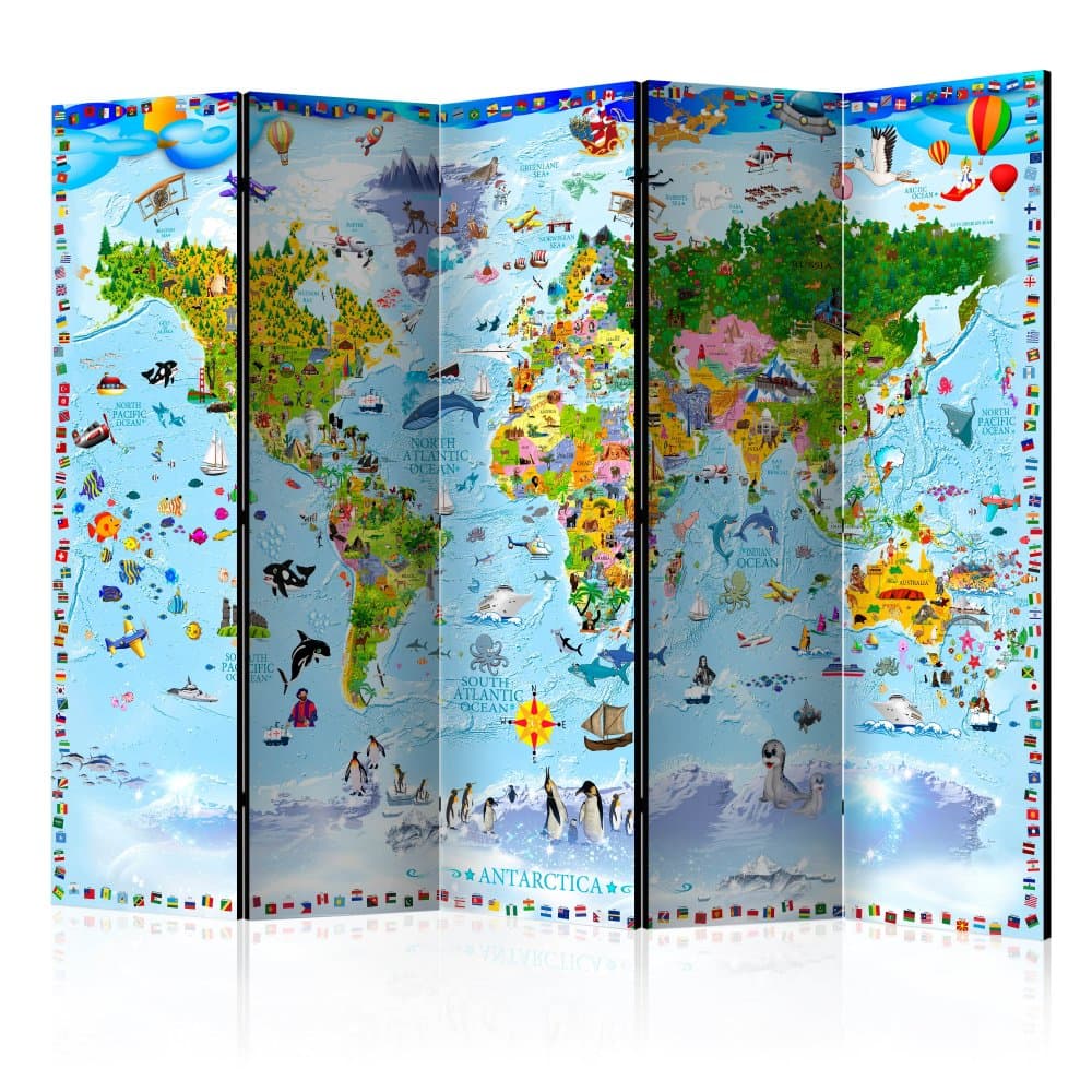 Paraván World Map for Kids II Dekorhome 1