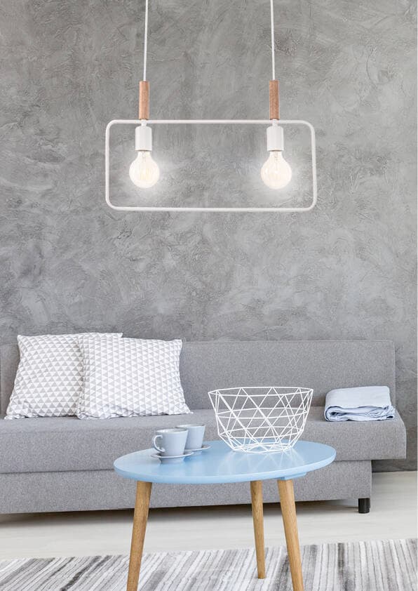 Závesná lampa biela s nastaviteľnou výškou 2x60W E27 rám