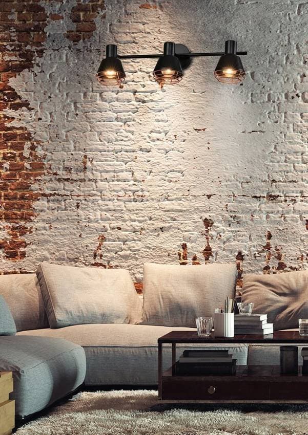 Nástenná/stropná lampa s čiernym medeným tienidlom 3xE14 40W Neria