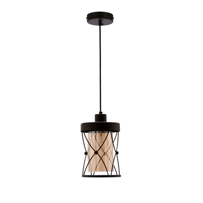 Závesná lampa Agar čierna E27 jantárové tienidlo 1