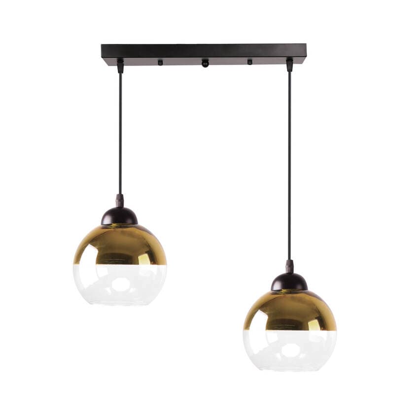 Závesná lampa Contessa čierna 2X40 E27 zlaté tienidlo