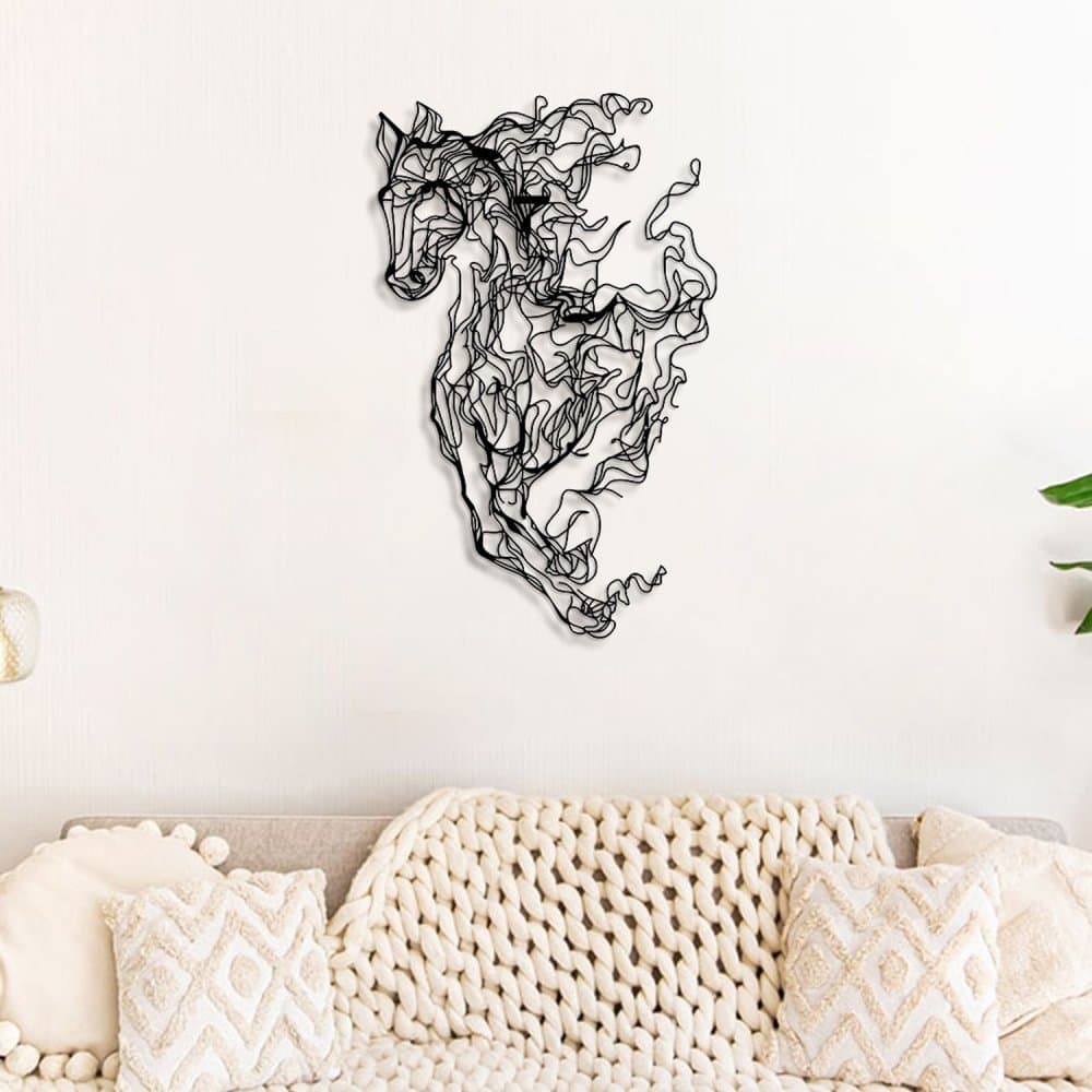 Dekoratívny kovový doplnok na stenu Metal Horse Line Art - APT724