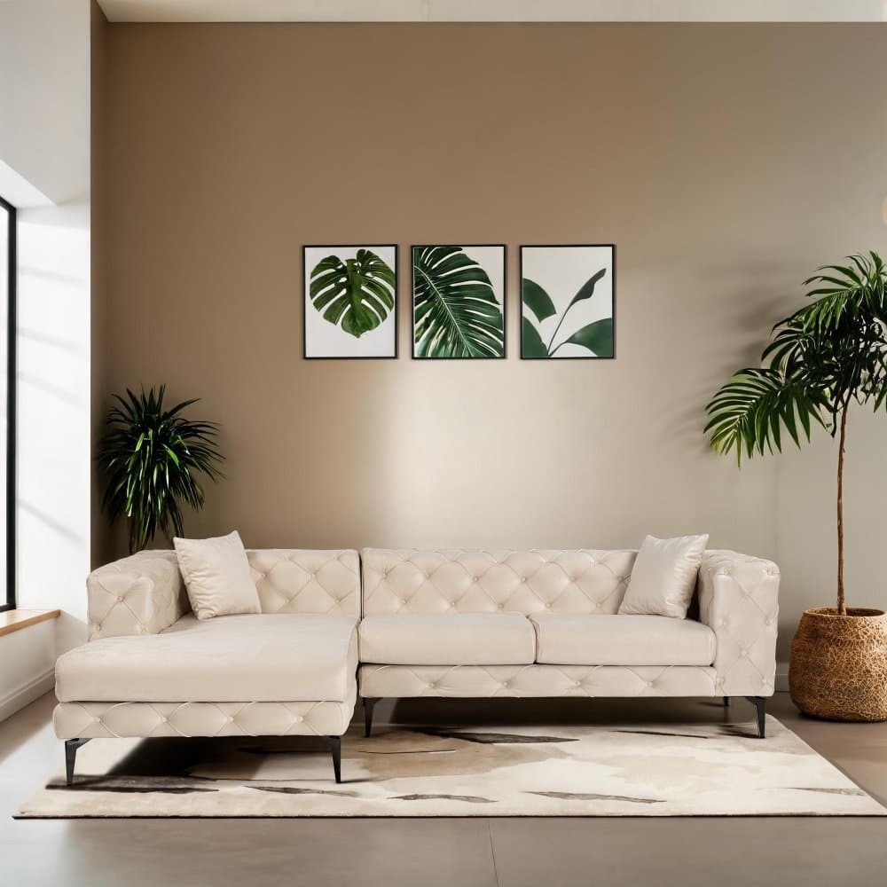 Rohová sedacia súprava / Rohová pohovka Como Eco Left - Beige, Black 1