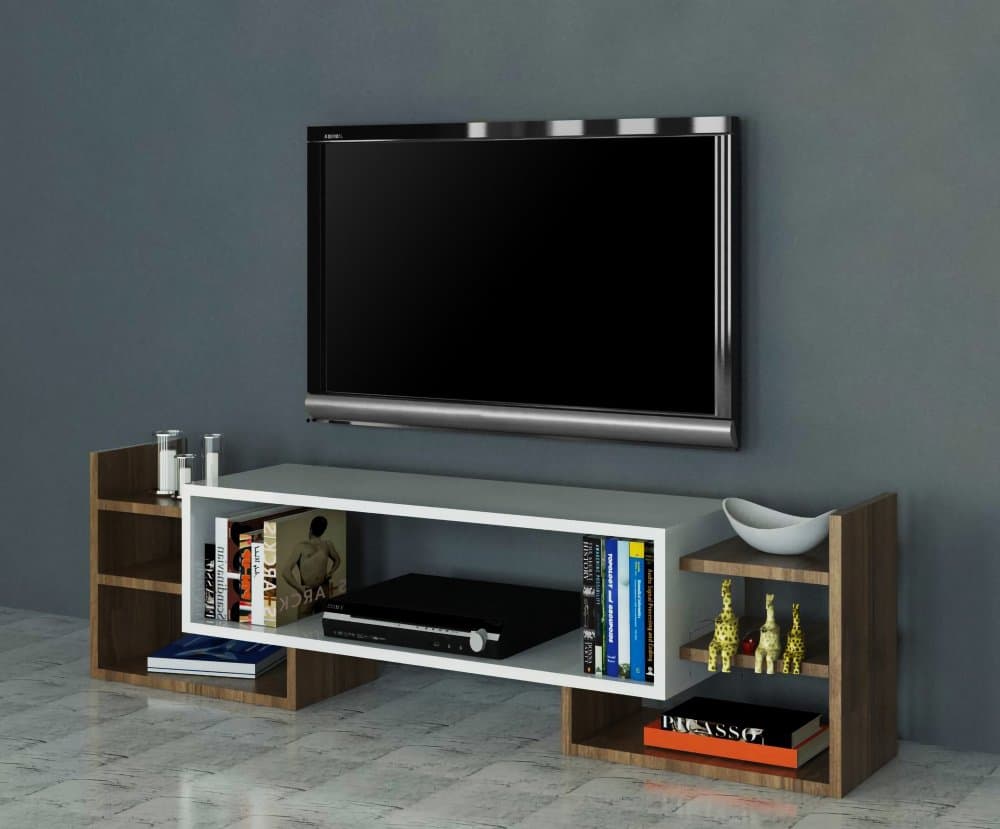 TV skrinka / Obývacia stena Sema - White, Walnut 1