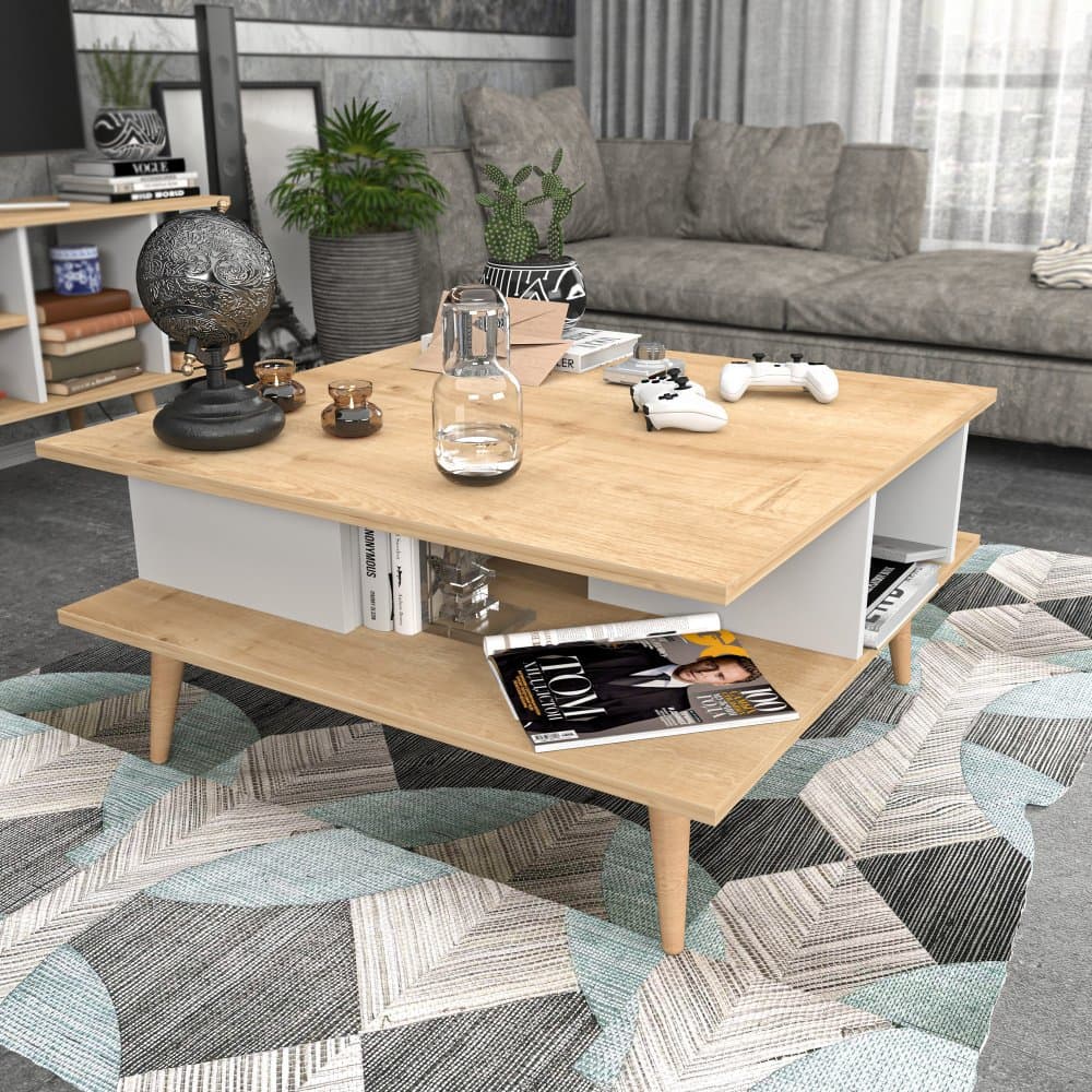 Konferenčný stolík Akya - Oak, White 1