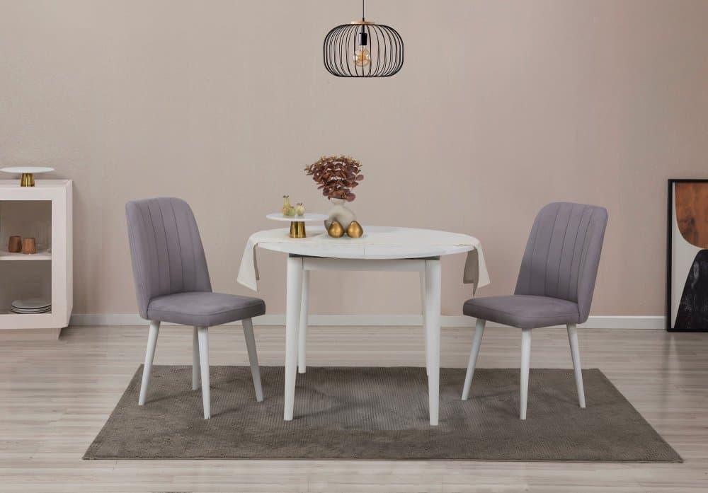 Jedálenský set s rozkladacím stolom a stoličkami (3 kusy) Vina 0701 - White, Grey 1
