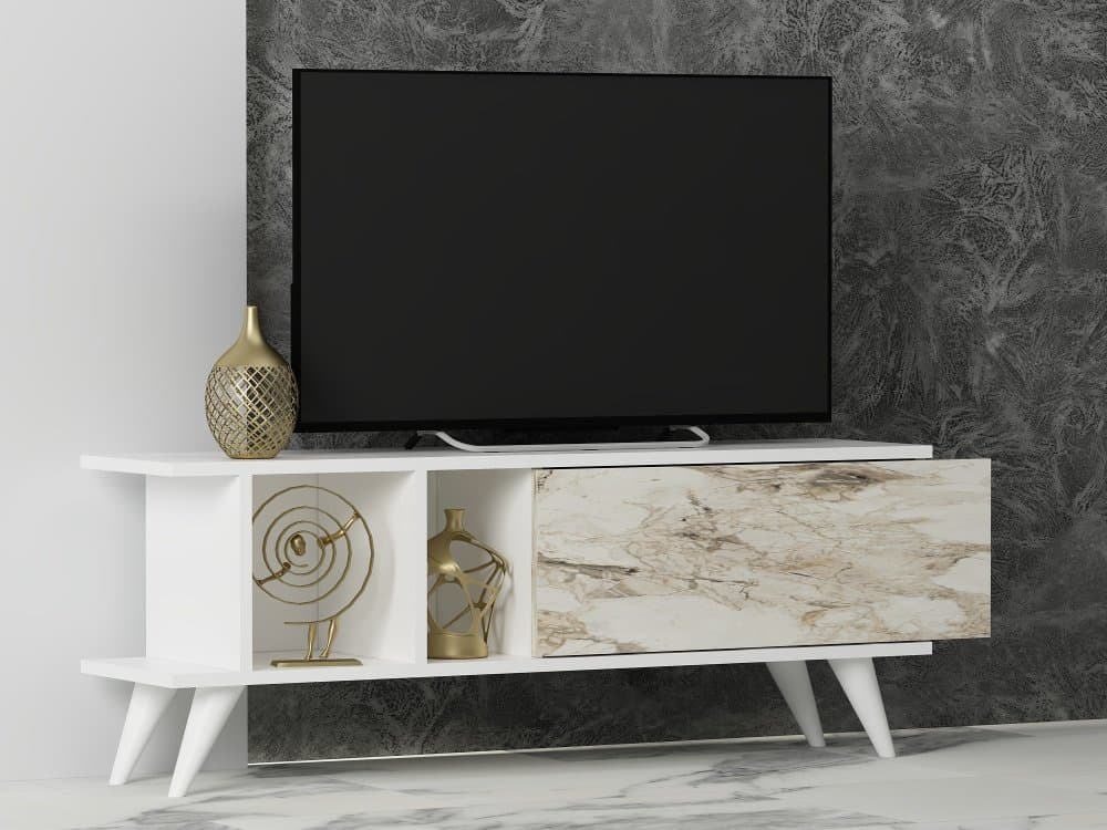 TV stolík Liberty - White, Marble 1