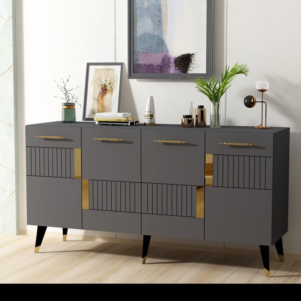 Konzolový stolík Moda - Anthracite, Gold 1