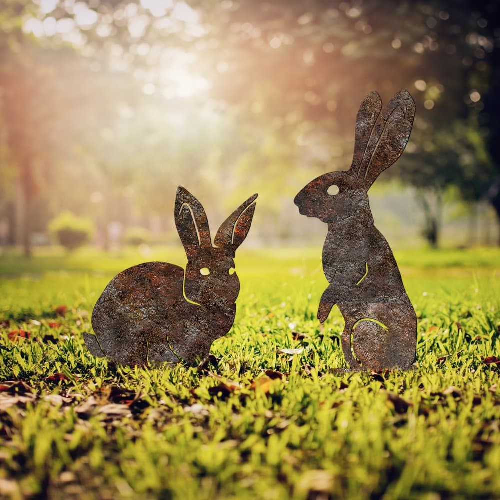 Decorative Garden Object Set (2 Pieces) Rabbits -A 01 1