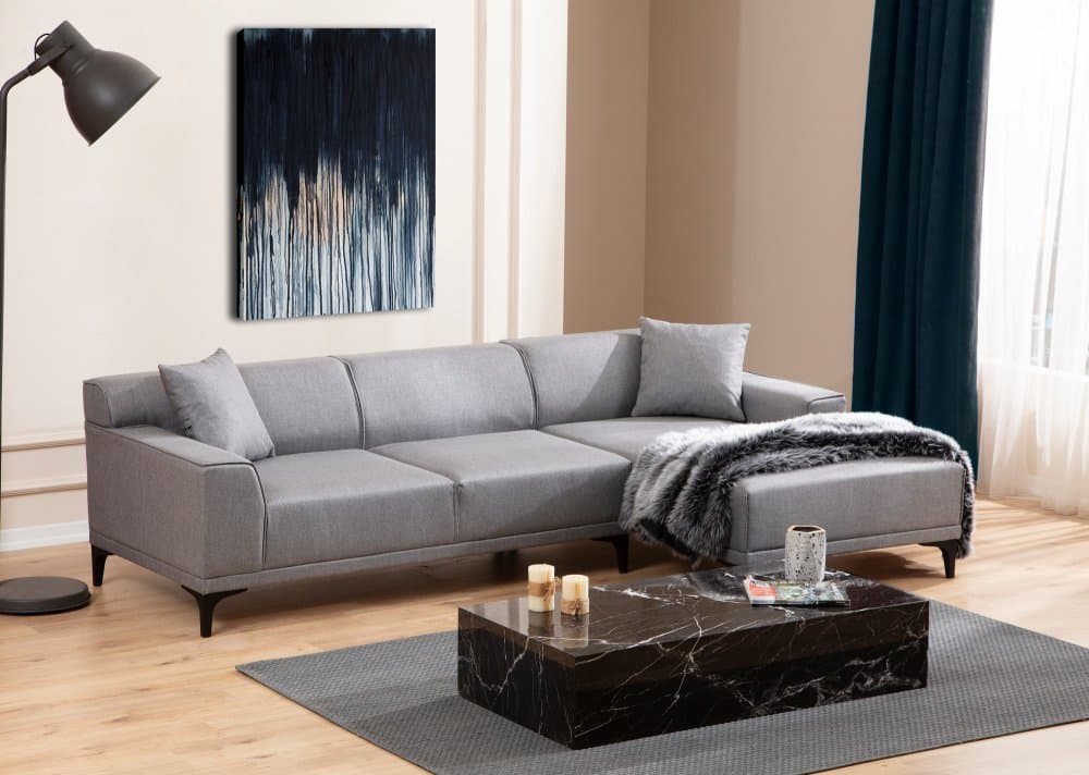 Rohová sedacia súprava / Rohová pohovka Petra R Corner - Light Grey 1