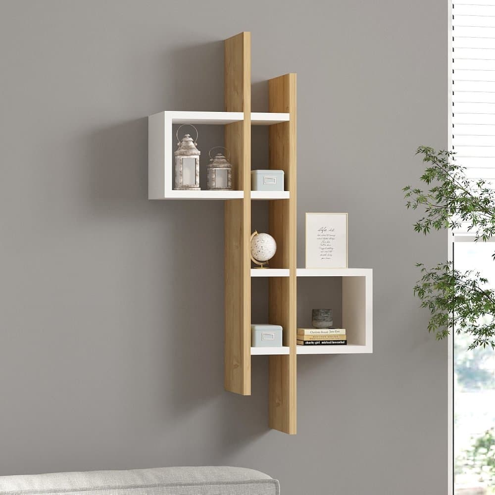 Nástenná polica Emse - Sapphire Oak, White 1