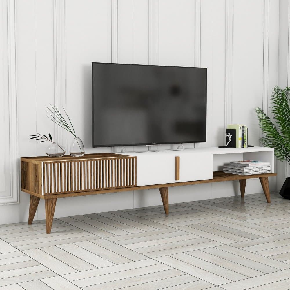 TV stolík Milan Alt - Walnut, White