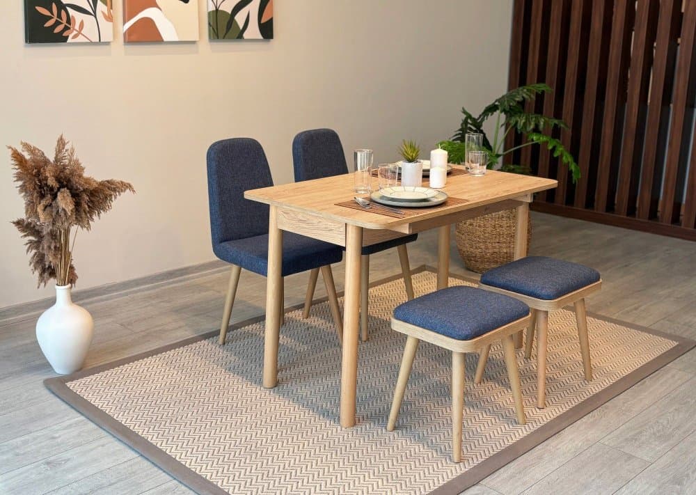Jedálenský set s rozkladacím stolom a stoličkami (5 kusov) Vina Mini 02 1048 - Oak, Dark Blue