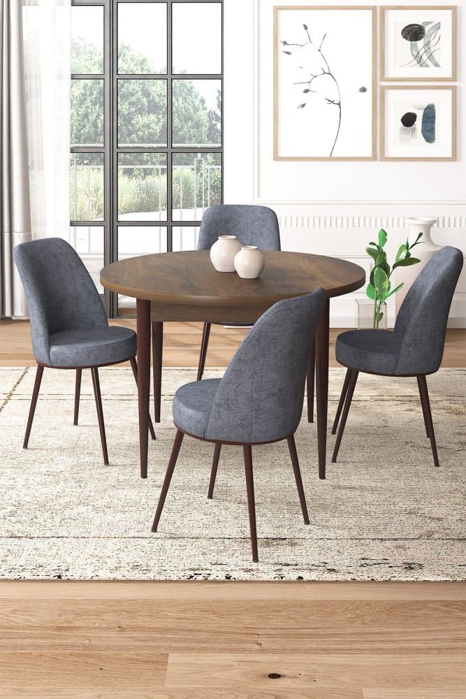 Dining Table & Chairs Set (5 Pieces) Tor - Baroque, Fume 1