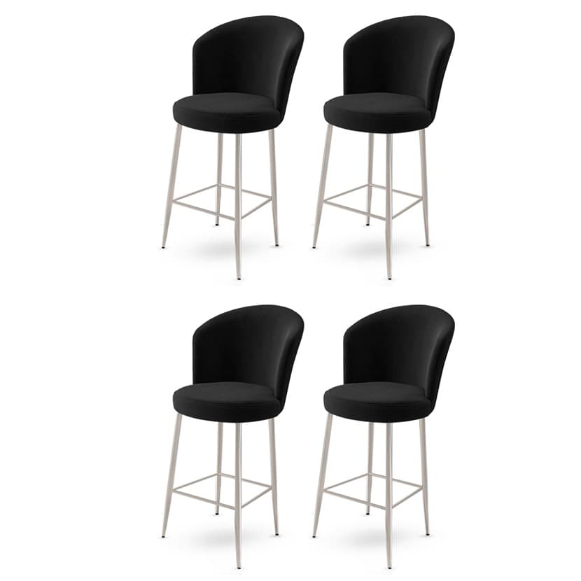 Bar Stool Set (4 Pieces) Fora - Black, Chrome 1