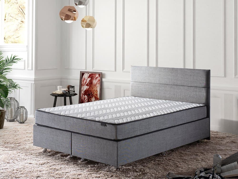 Double Mattress, Base & Headboard Silver - Grey (140 x 190) 1