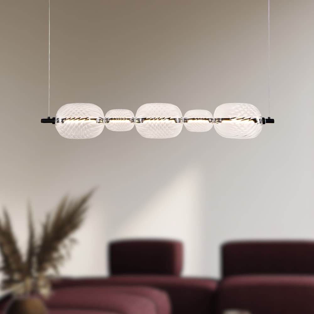 PLAYA lampa wisząca czarny pozioma 15W LED 3000K klosz bezbarwny