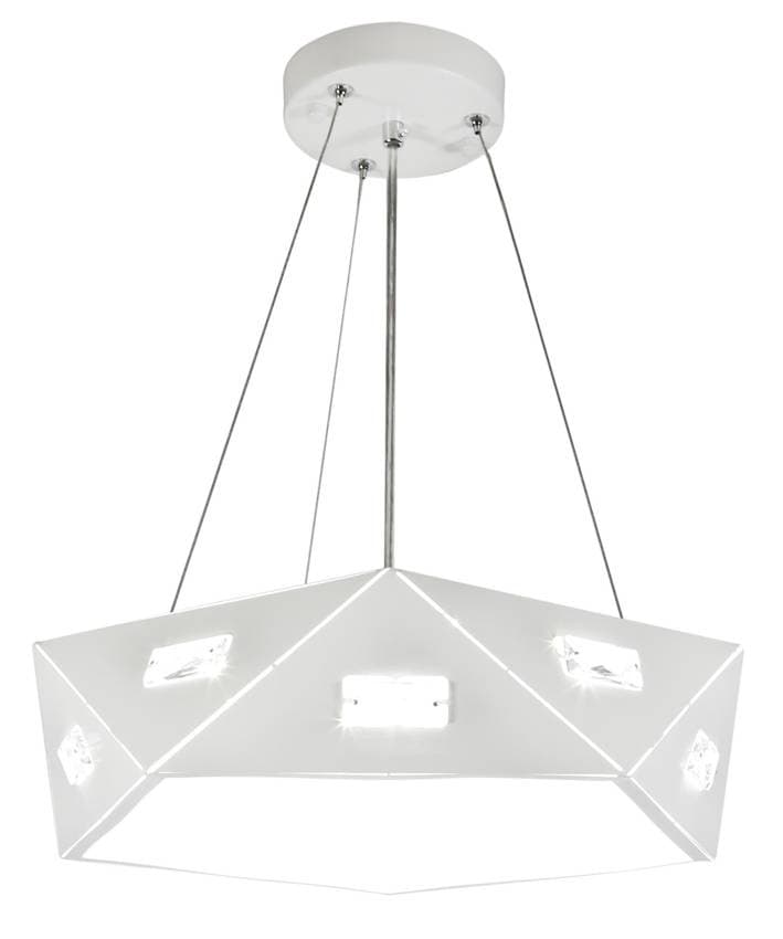 Biela päťuholníková závesná lampa, nastaviteľná, 3xG9 Nemesis