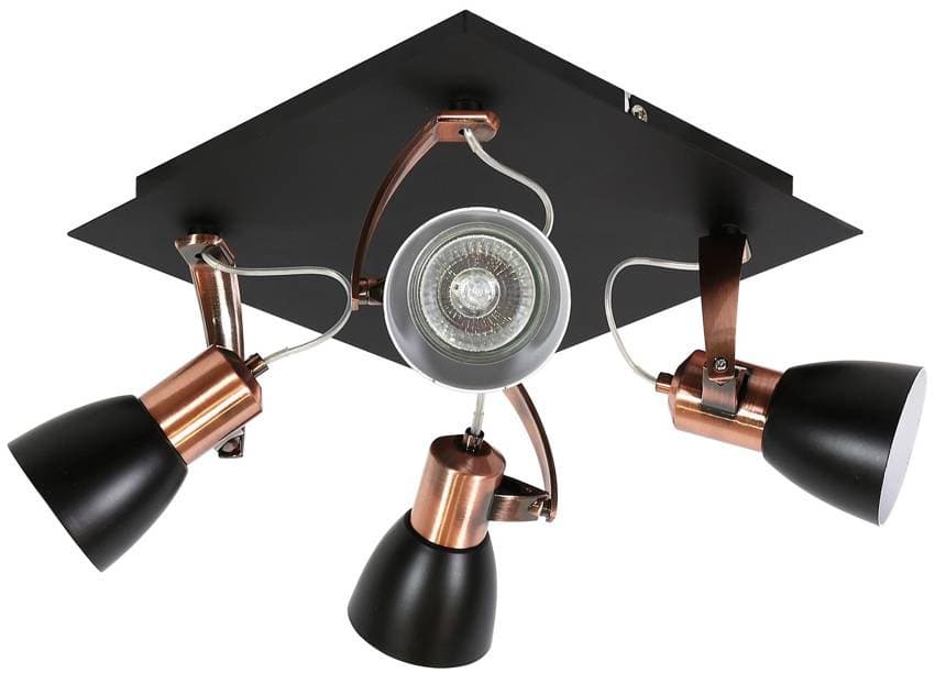 Čierna a medená stropná lampa Markus