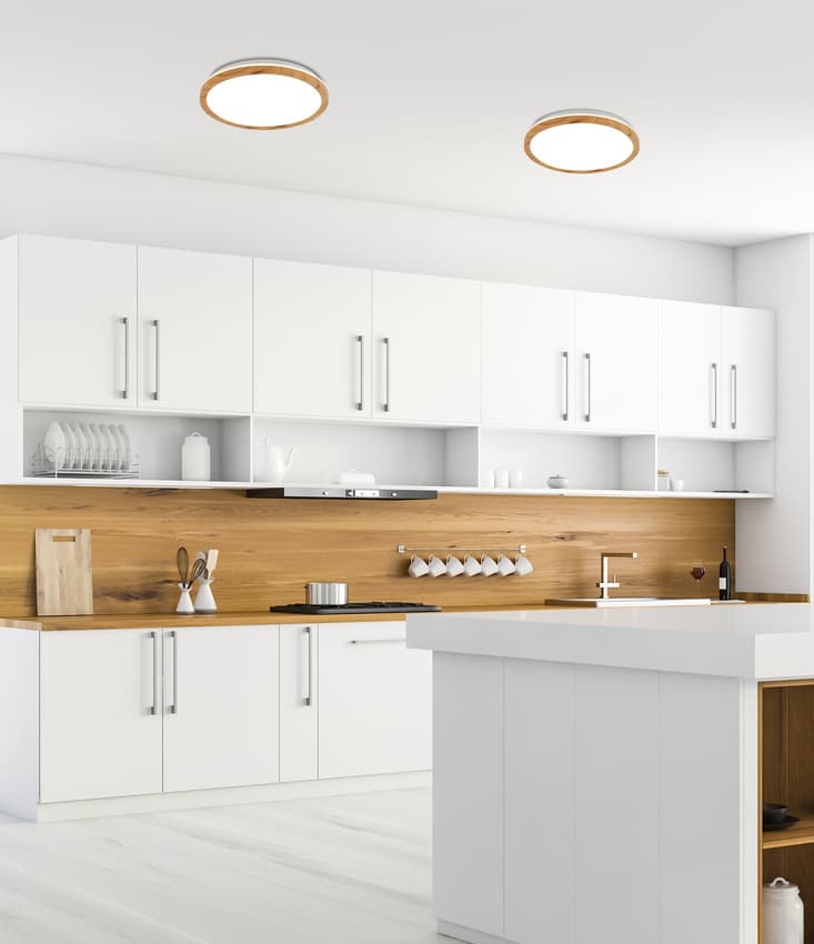 stropná lampa Kato LED 16W biela, svetlé drevo 1