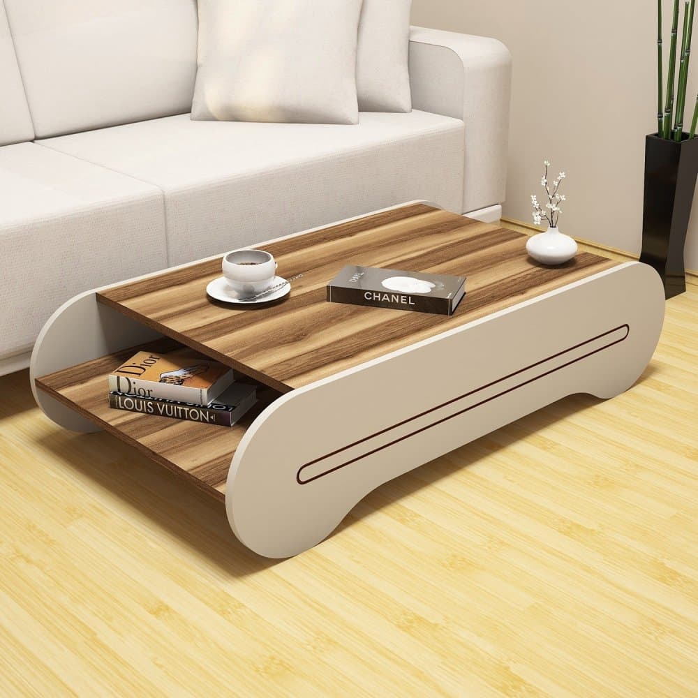 Konferenčný stolík Cool - Walnut, Cream