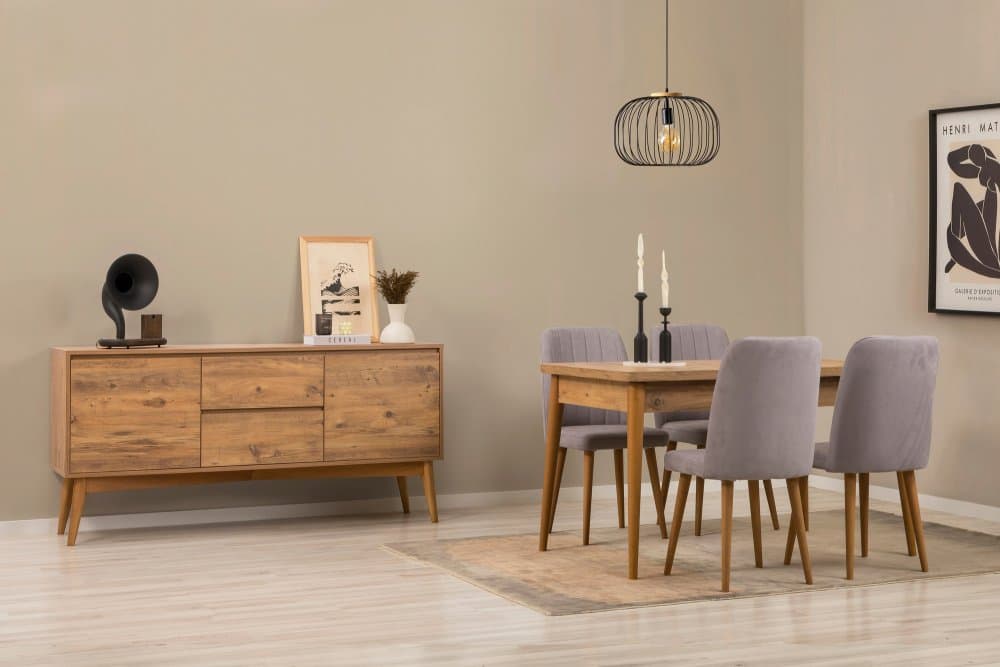 Set s rozkladacím stolom, stoličkami a konzolou (6 kusov) Vina 01 0701 - Atlantic Pine, Grey