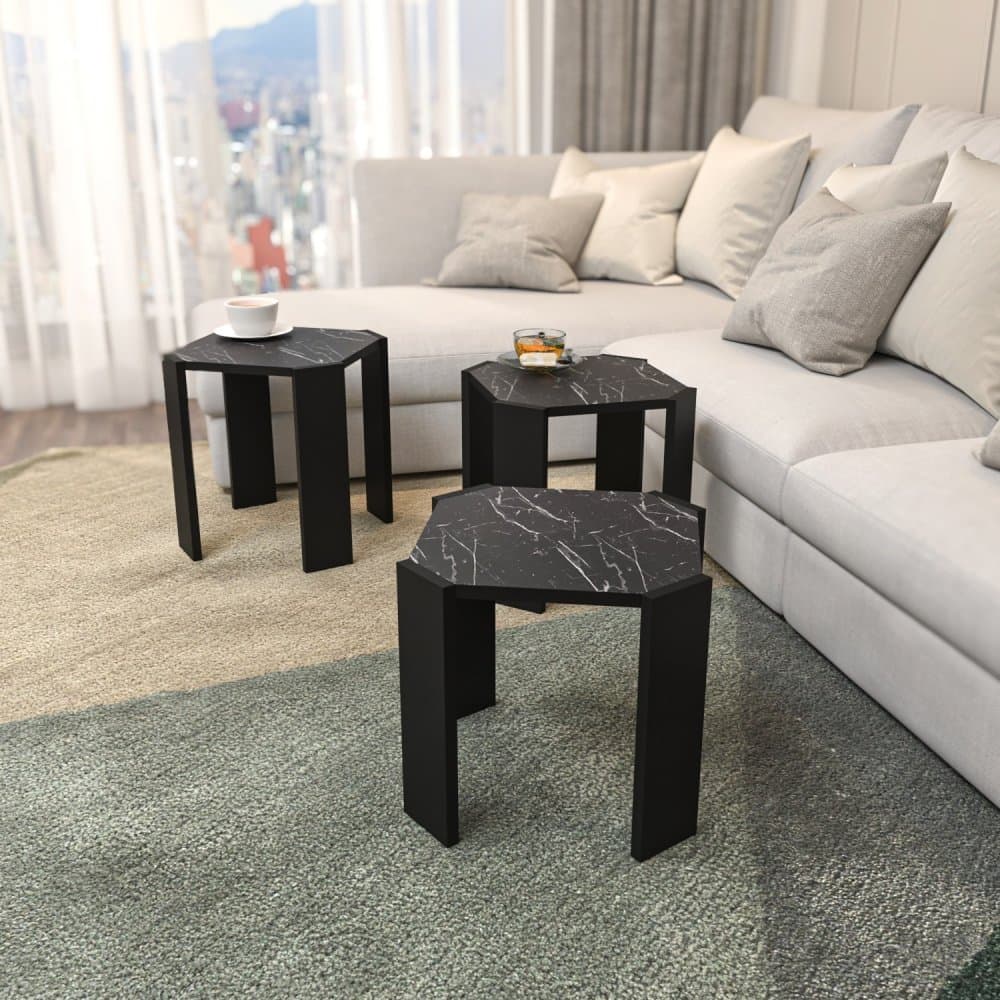 Konferenčný stolík Lori - Black, Marble 1