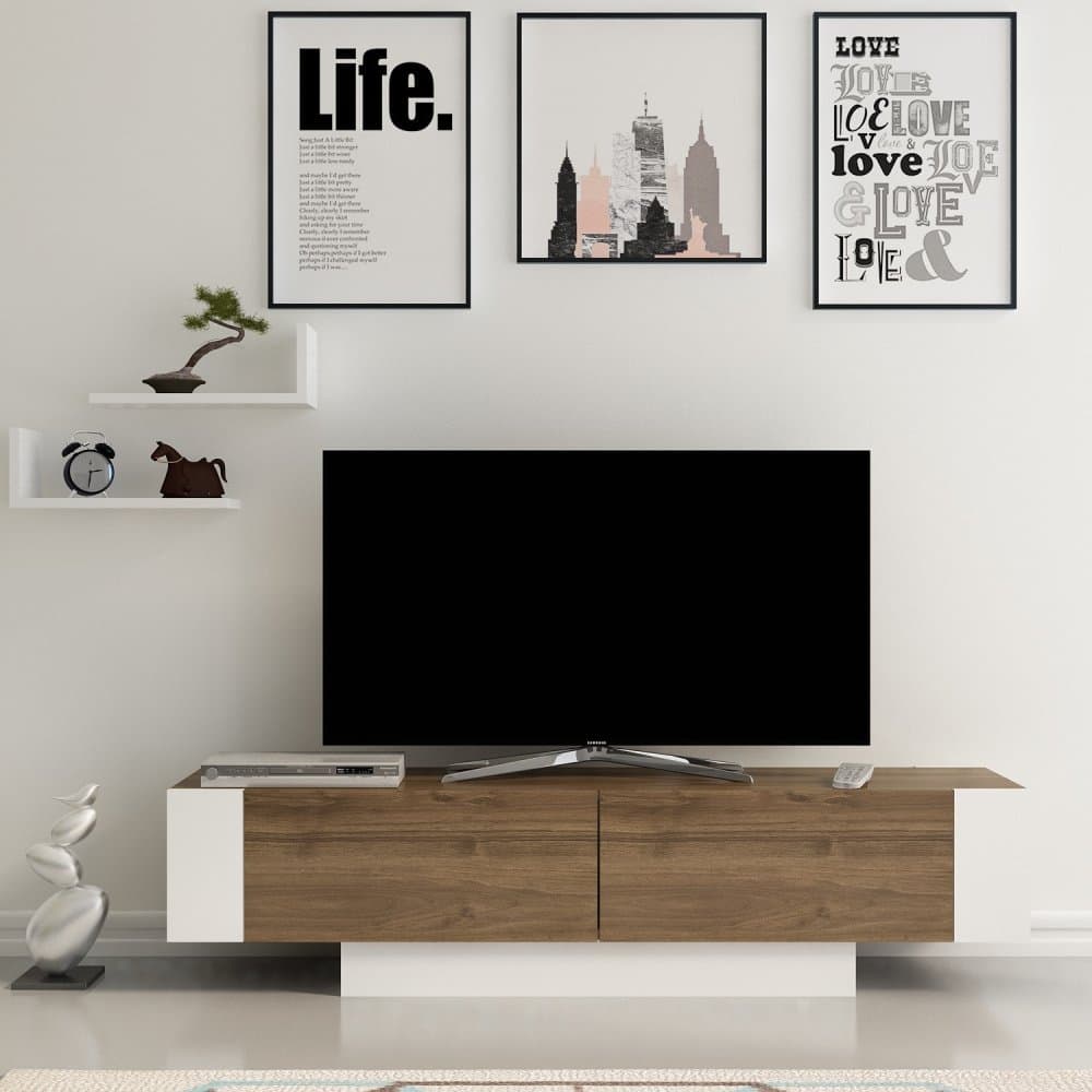 TV stolík Matera - Walnut, White