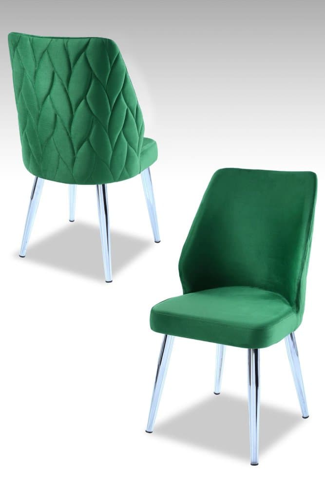 Súprava stoličiek (2 kusy) Pufi - Green, Chrome