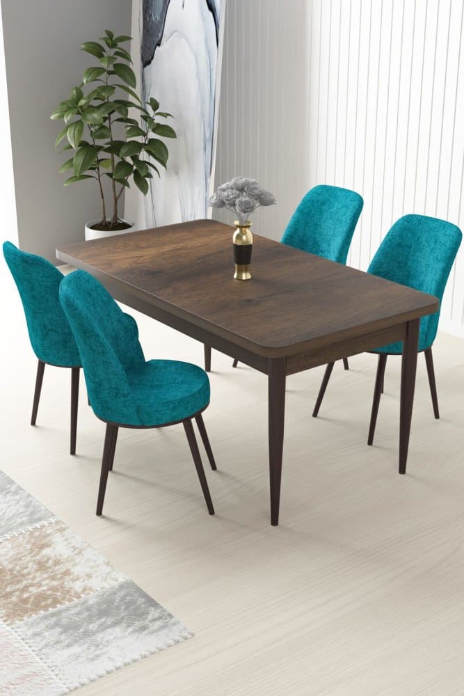 Dining Table & Chairs Set (5 Pieces) Nil - Baroque, Turquoise 1