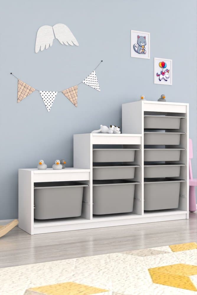 Viacúčelová skrinka Swiss - White, Grey
