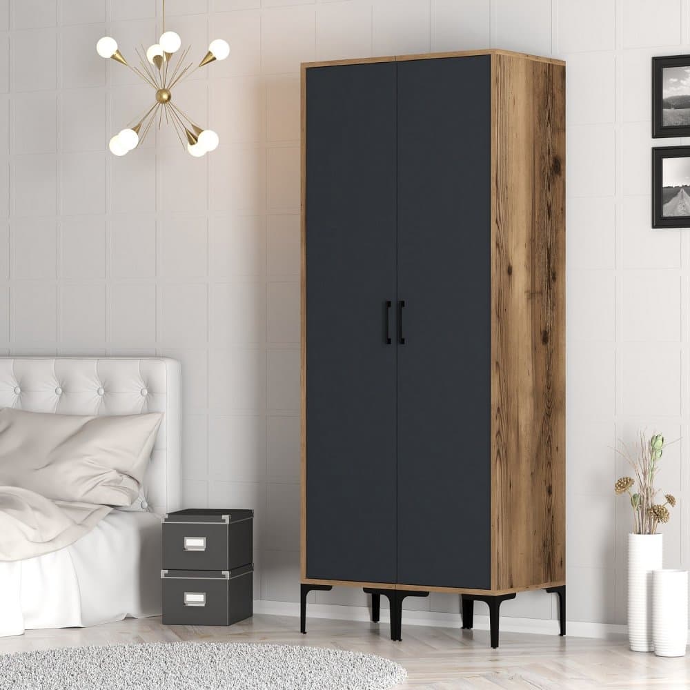 Šatníková skriňa Kumsal SS - Walnut, Anthracite
